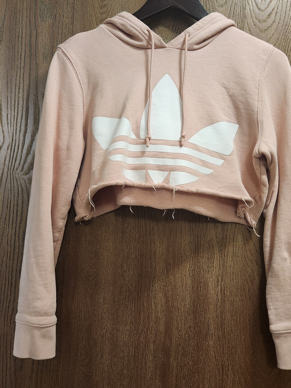 Adidas Cropped Hoodie with Trefoil Logo - Blush Pink